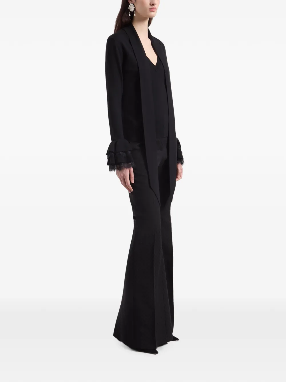Nina Ricci Jacquard-tailoring Flared Trousers in Black, view 3