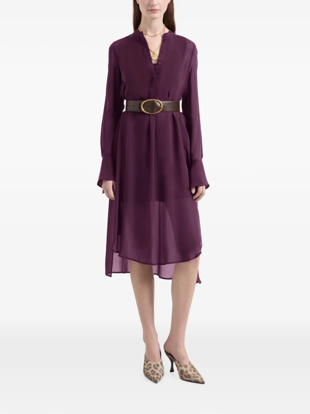 Nina Ricci Blousejurk met knoopsluiting Paars
