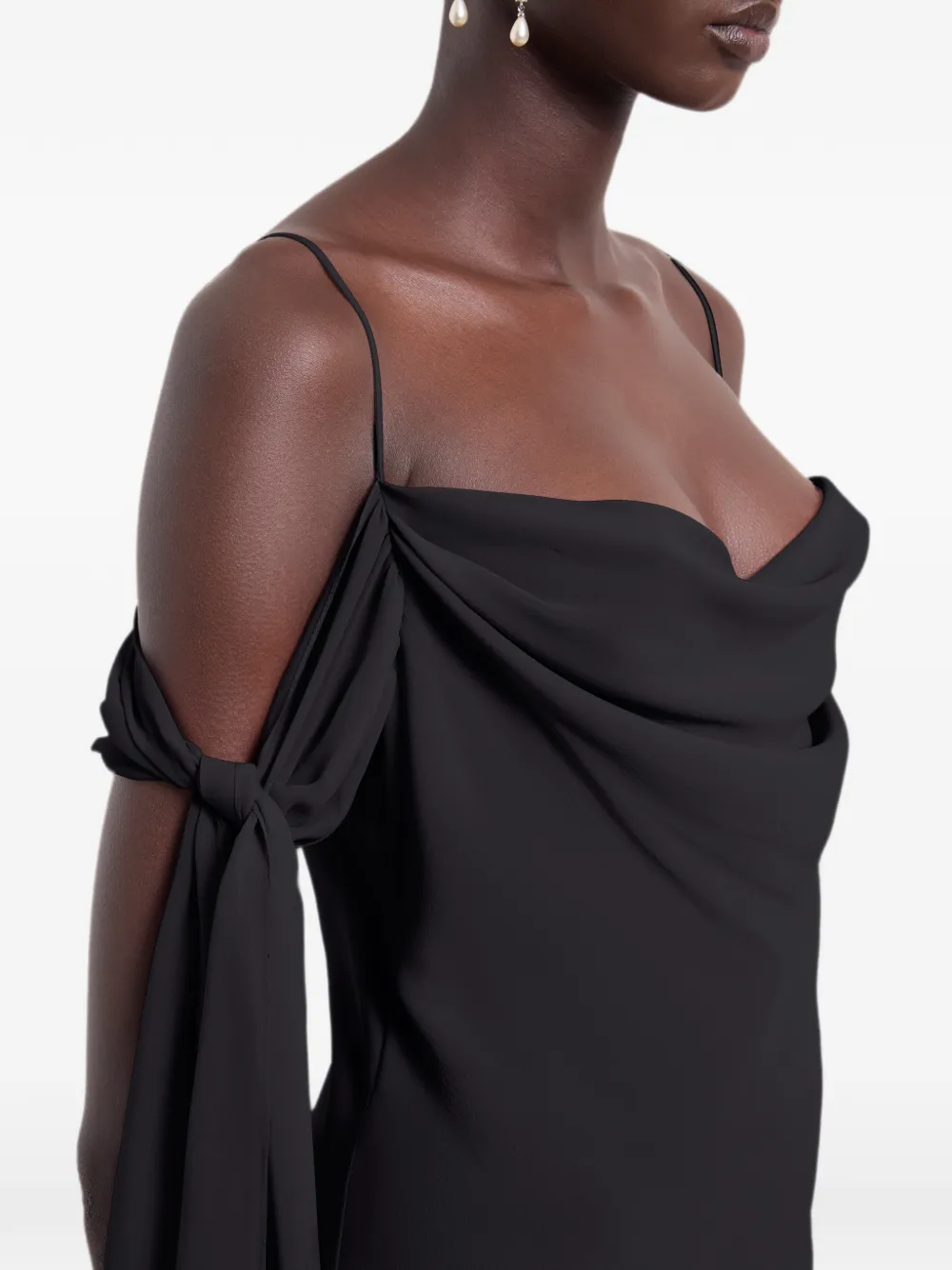 Nina Ricci Zijden jurk met ruches Zwart