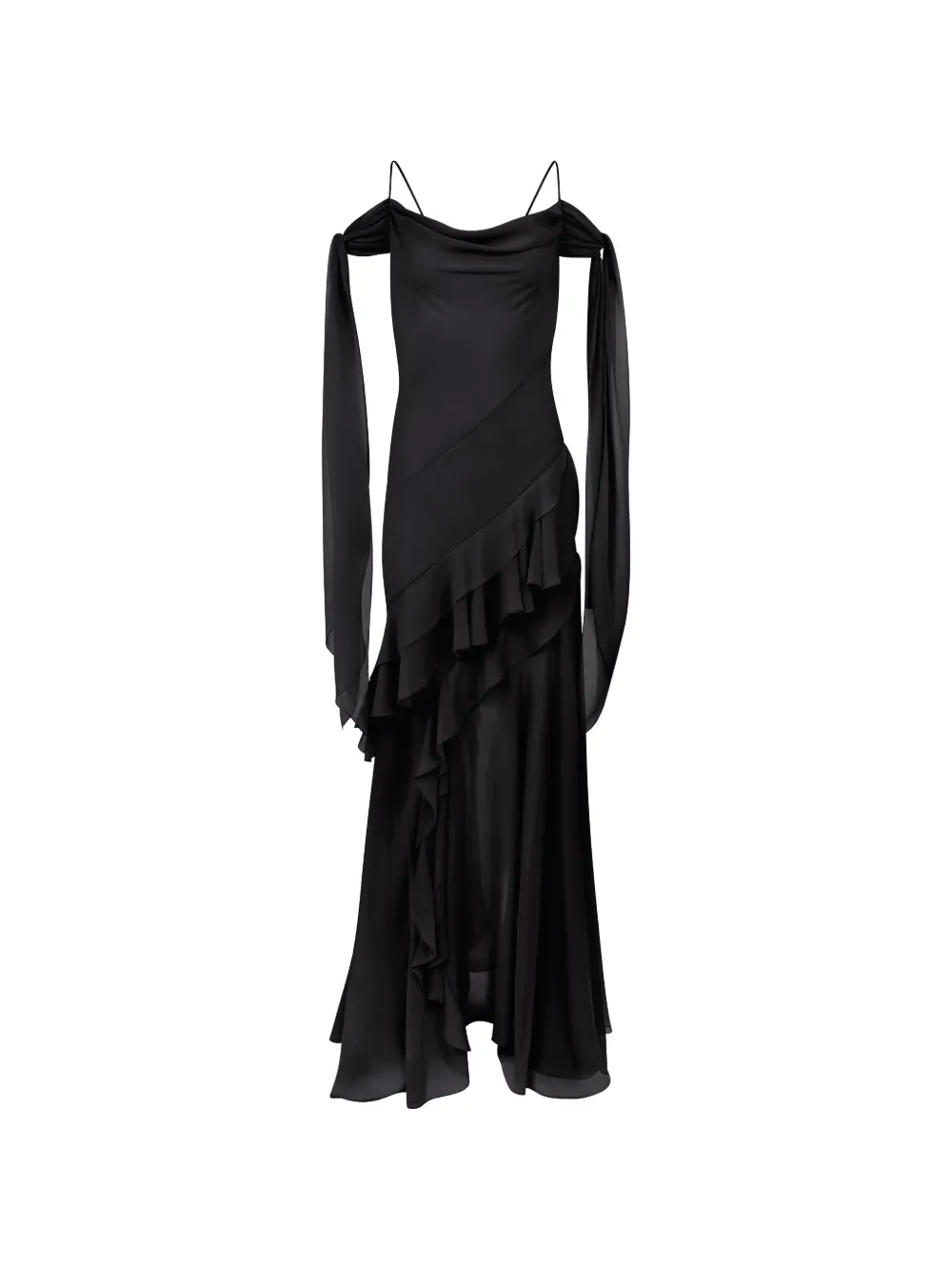 Nina Ricci Gerüschtes Kleid aus Seide - Schwarz