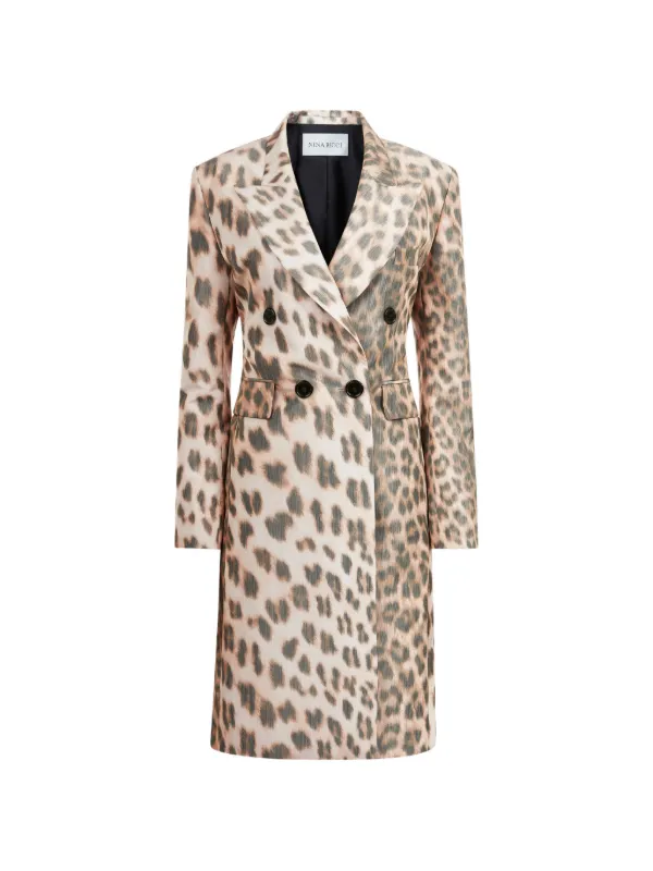 Nina Ricci Leopard-print Double-breasted Coat in Neutrals