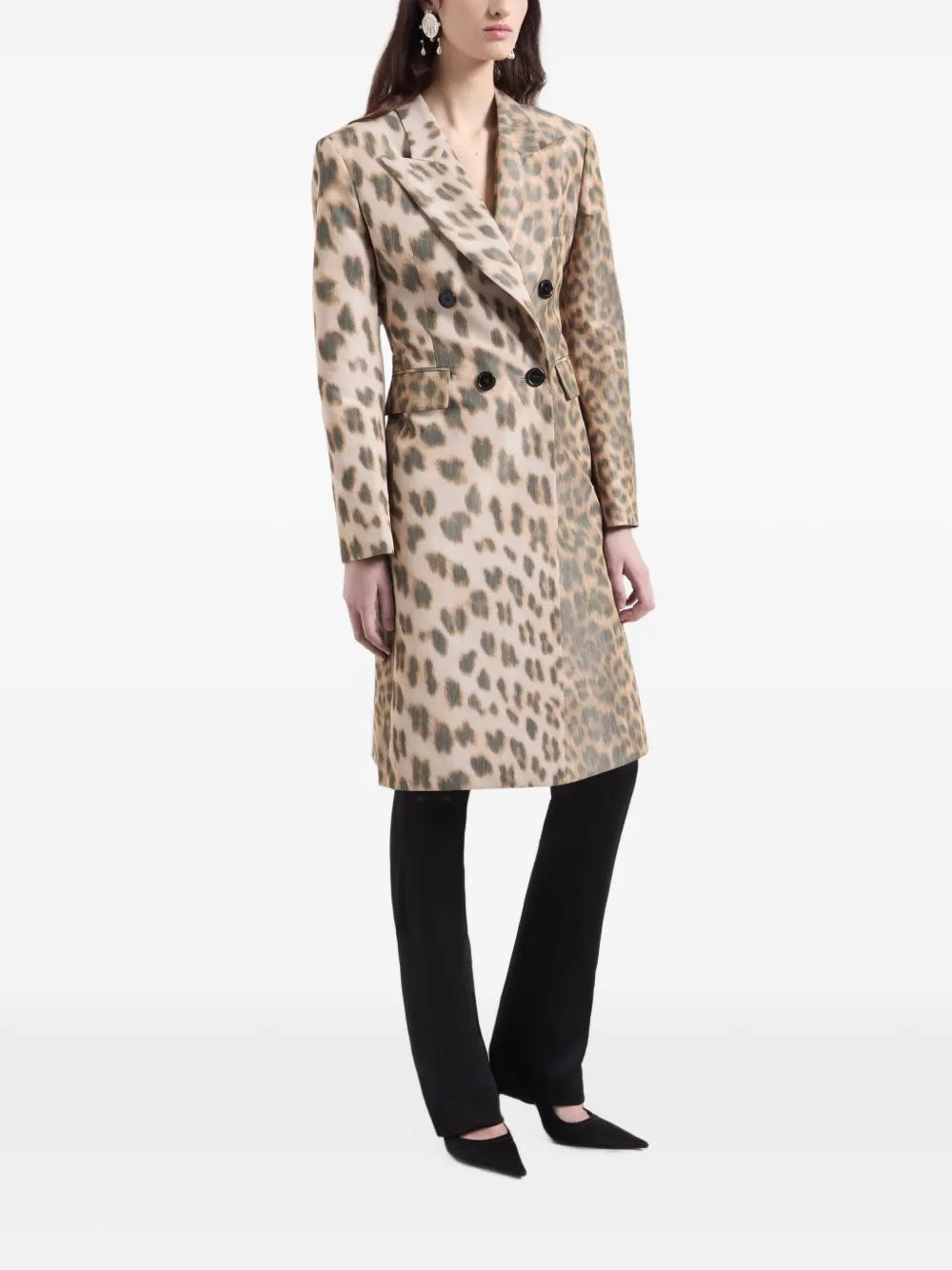 Nina Ricci Leopard-print Double-breasted Coat in Neutrals, view 3