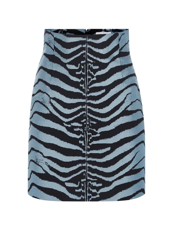 Nina Ricci Tiger-print High-waisted Mini Skirt in Blue