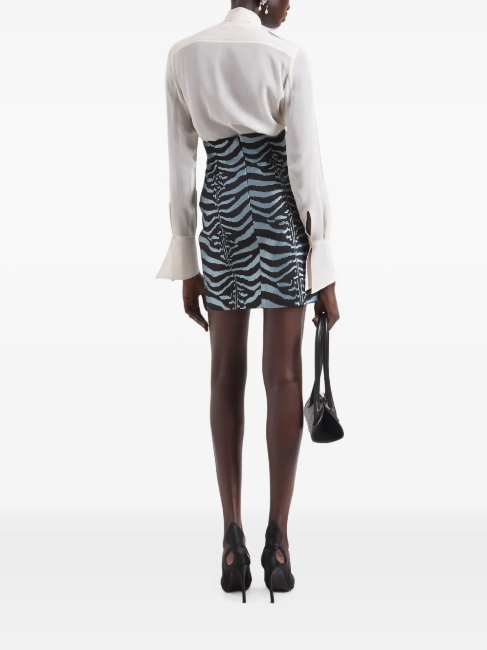 Nina Ricci High-waist mini-rok met tijger-print Blauw