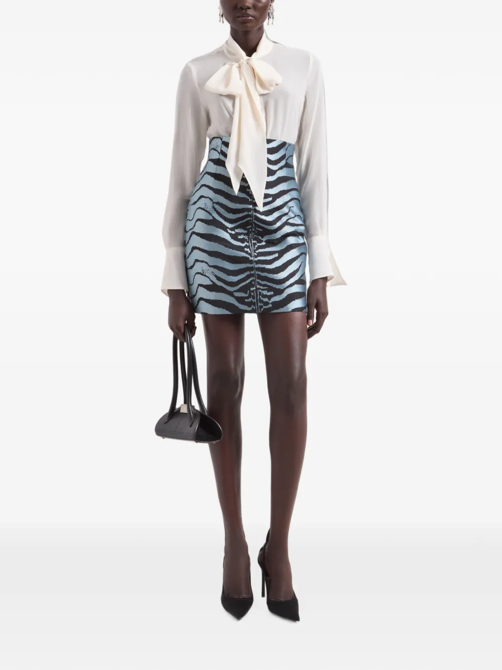 Nina Ricci High-waist mini-rok met tijger-print Blauw