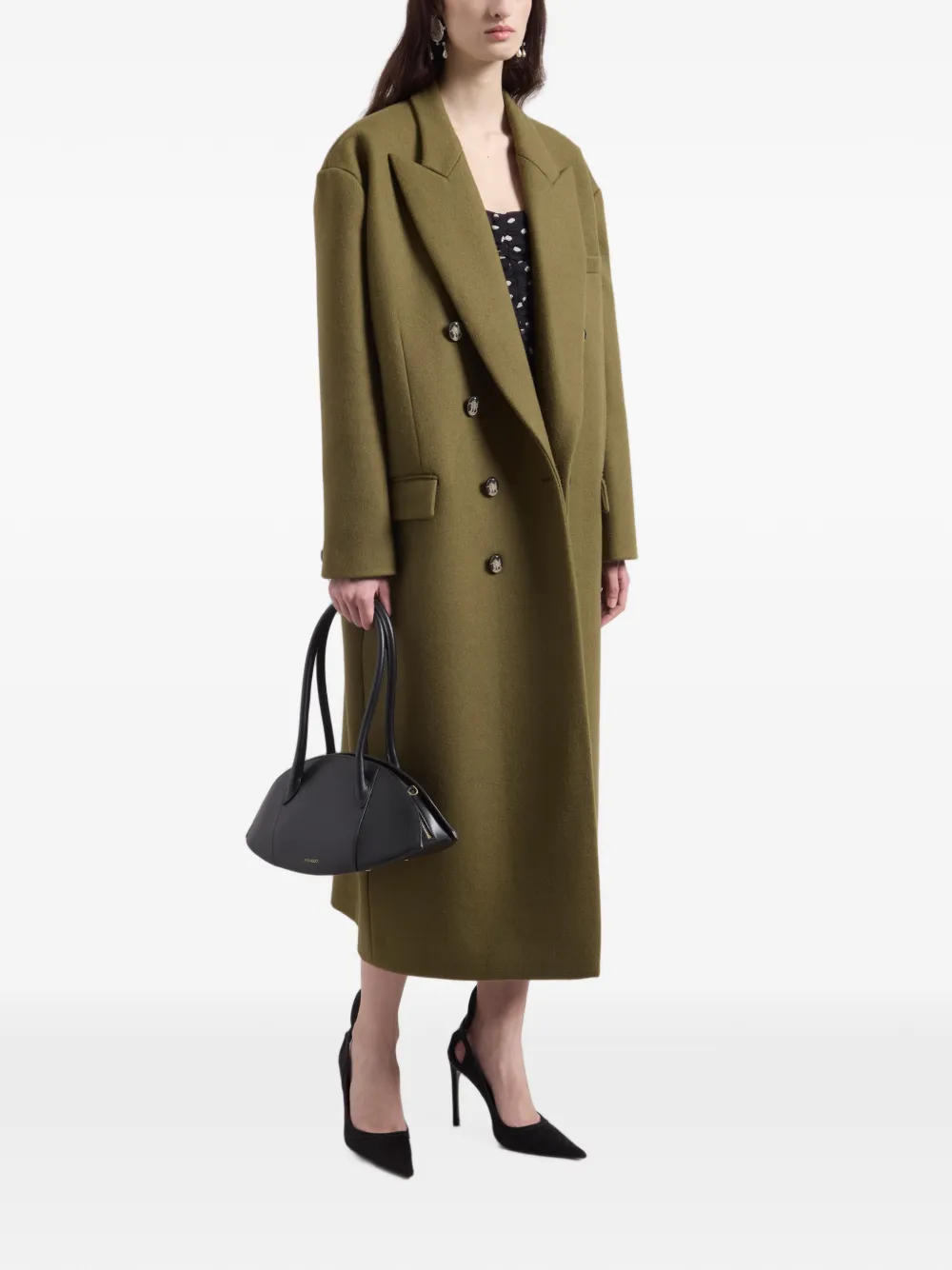 Nina Ricci Wollen jas met dubbele rij knopen Groen