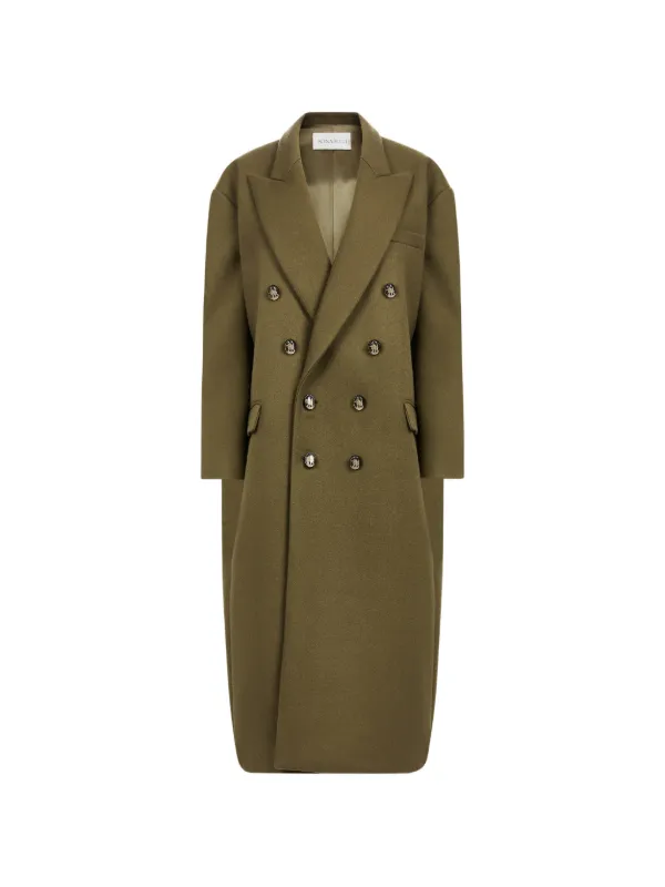 Nina Ricci Double-breasted Wool Coat in Green