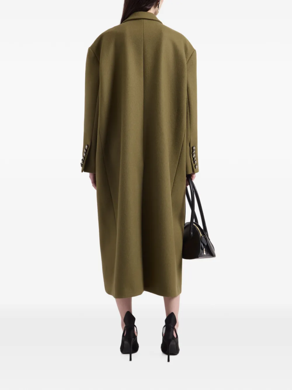 Nina Ricci Wollen jas met dubbele rij knopen Groen