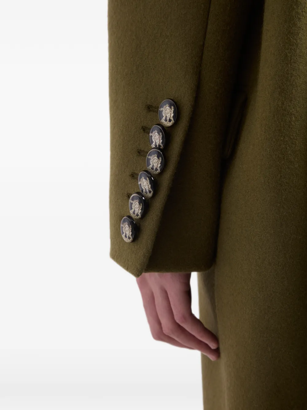Nina Ricci Wollen jas met dubbele rij knopen Groen