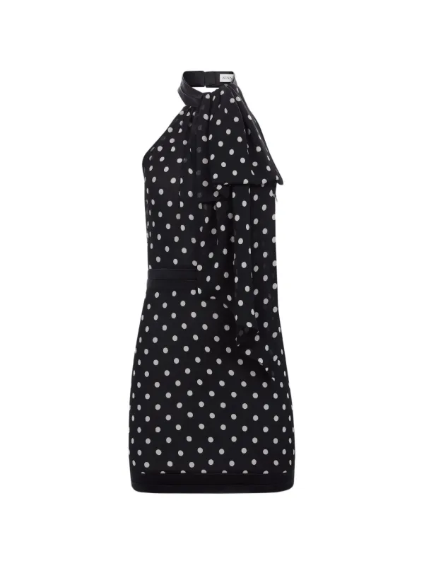 Nina Ricci Polka-dot Halterneck Mini Dress in Black
