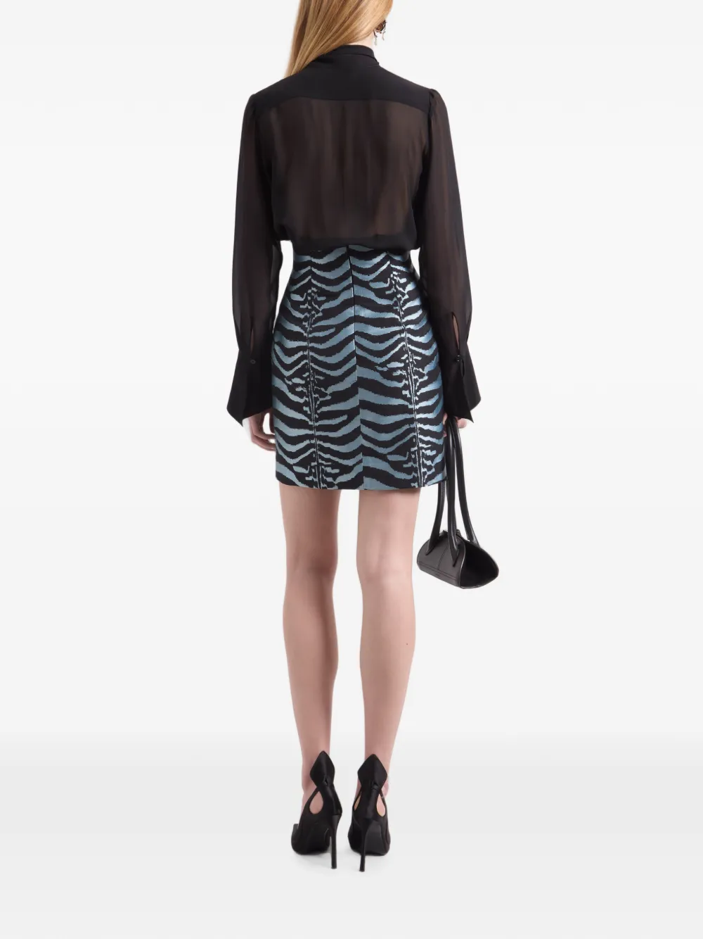 Nina Ricci Lavalliére zijden blouse met strik Zwart