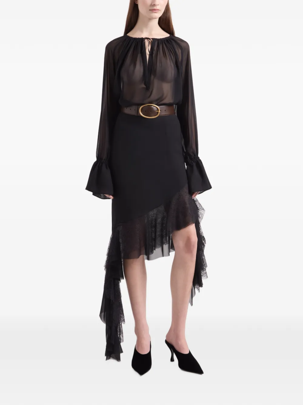 Nina Ricci Doorzichtige blouse Zwart