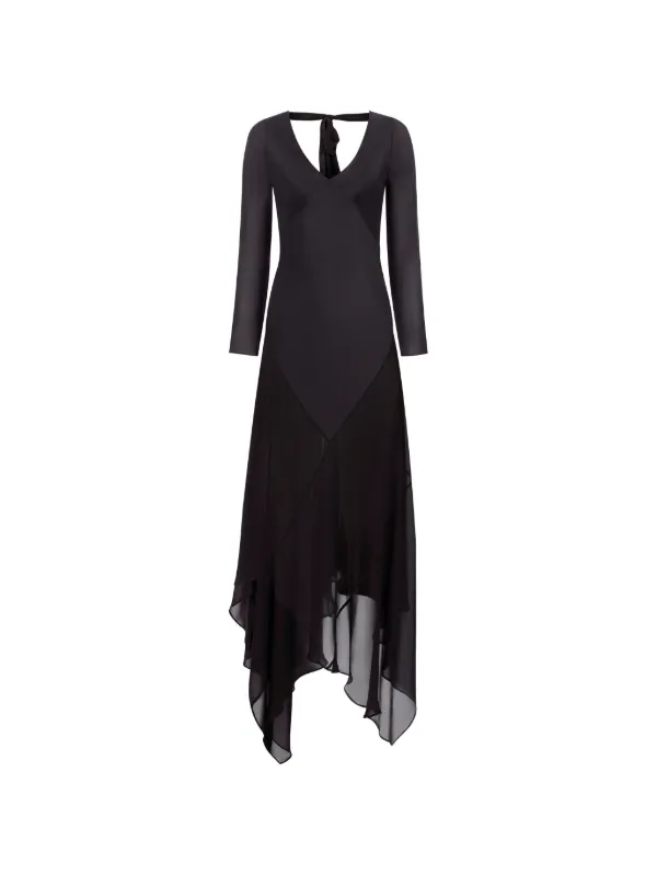 Nina Ricci Asymmetric Long-sleeve Maxi Dress in Black