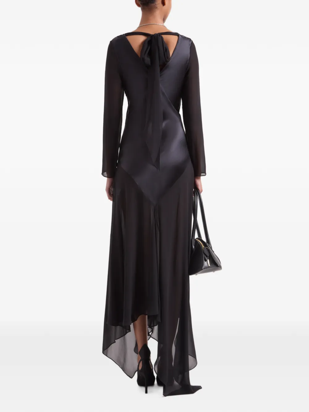Nina Ricci Asymmetric Long-sleeve Maxi Dress in Black, view 4
