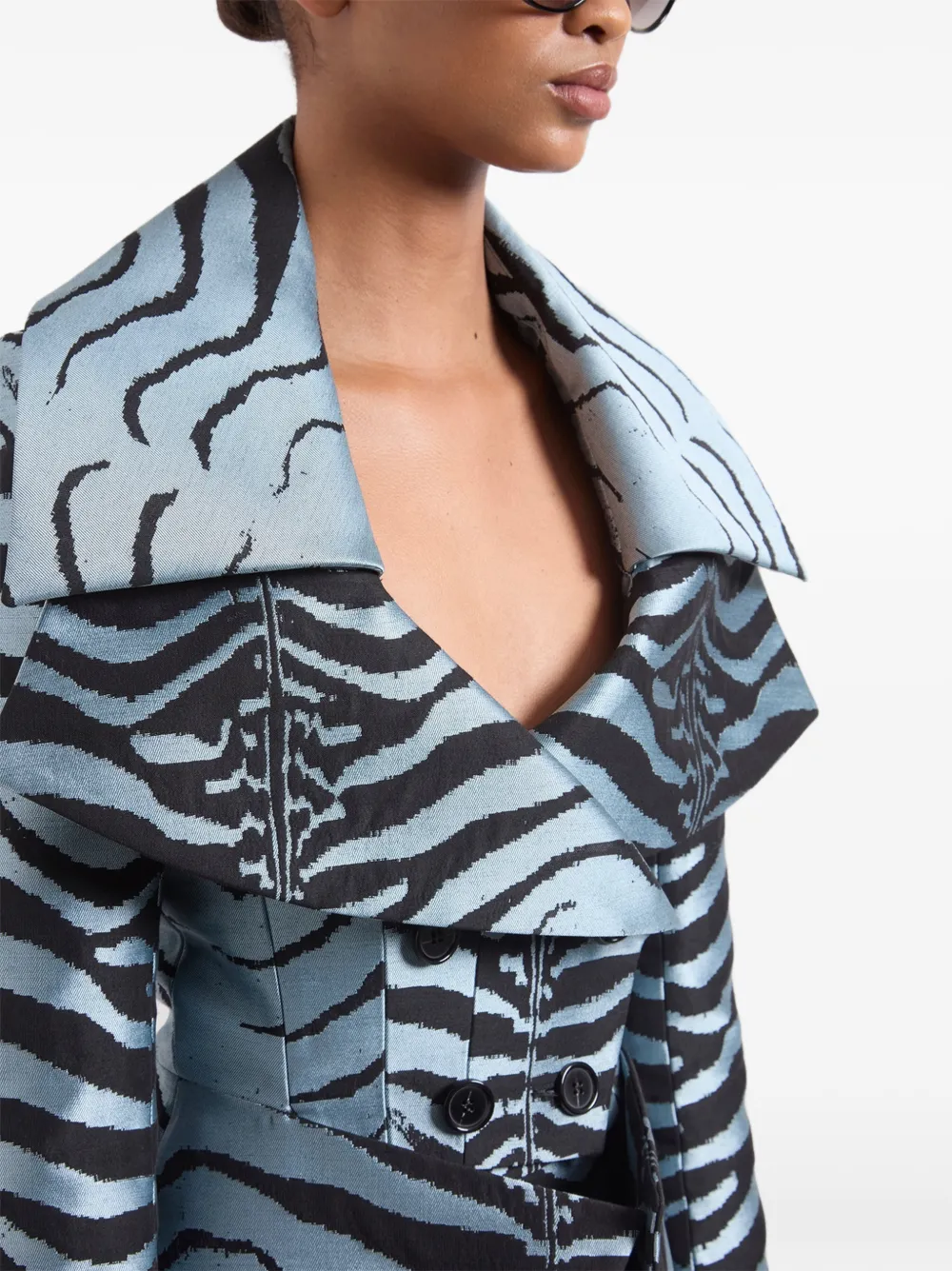 Nina Ricci Jack met dubbele rij knopen en tijgerjacquard Blauw