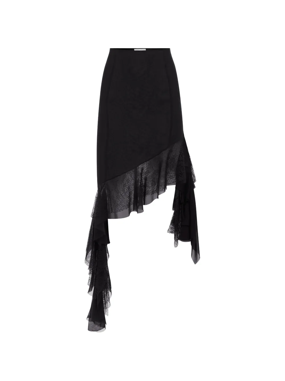 Nina Ricci asymmetric lace-trim midi skirt Zwart
