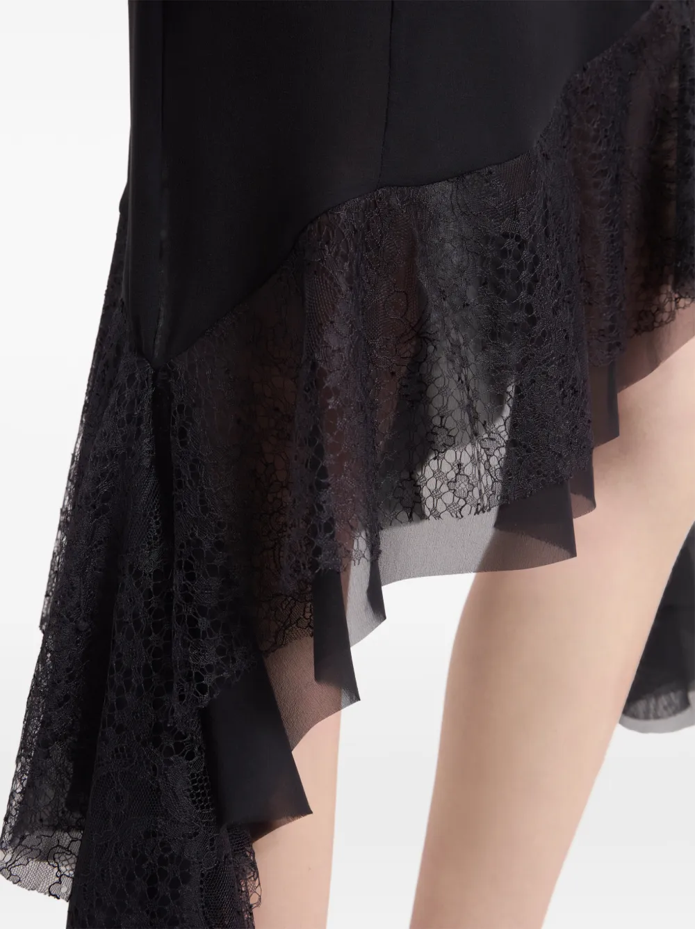 Nina Ricci asymmetric lace-trim midi skirt Zwart
