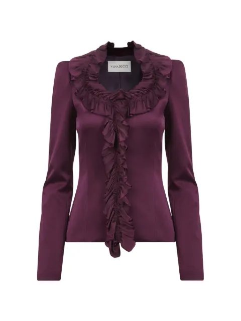 Nina Ricci chaqueta de cady con ribete de volantes