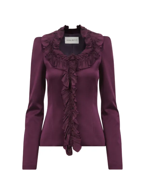 Nina Ricci Ruffled-trim Cady Jacket in Purple
