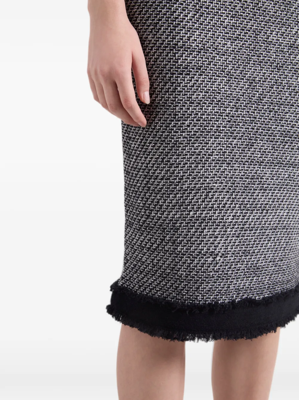 Nina Ricci Tweed Frayed-edge Midi Skirt in Grey, view 5