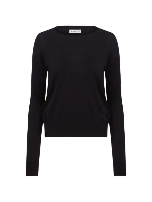 Nina Ricci Open-back Bow-detail Sweater in Black