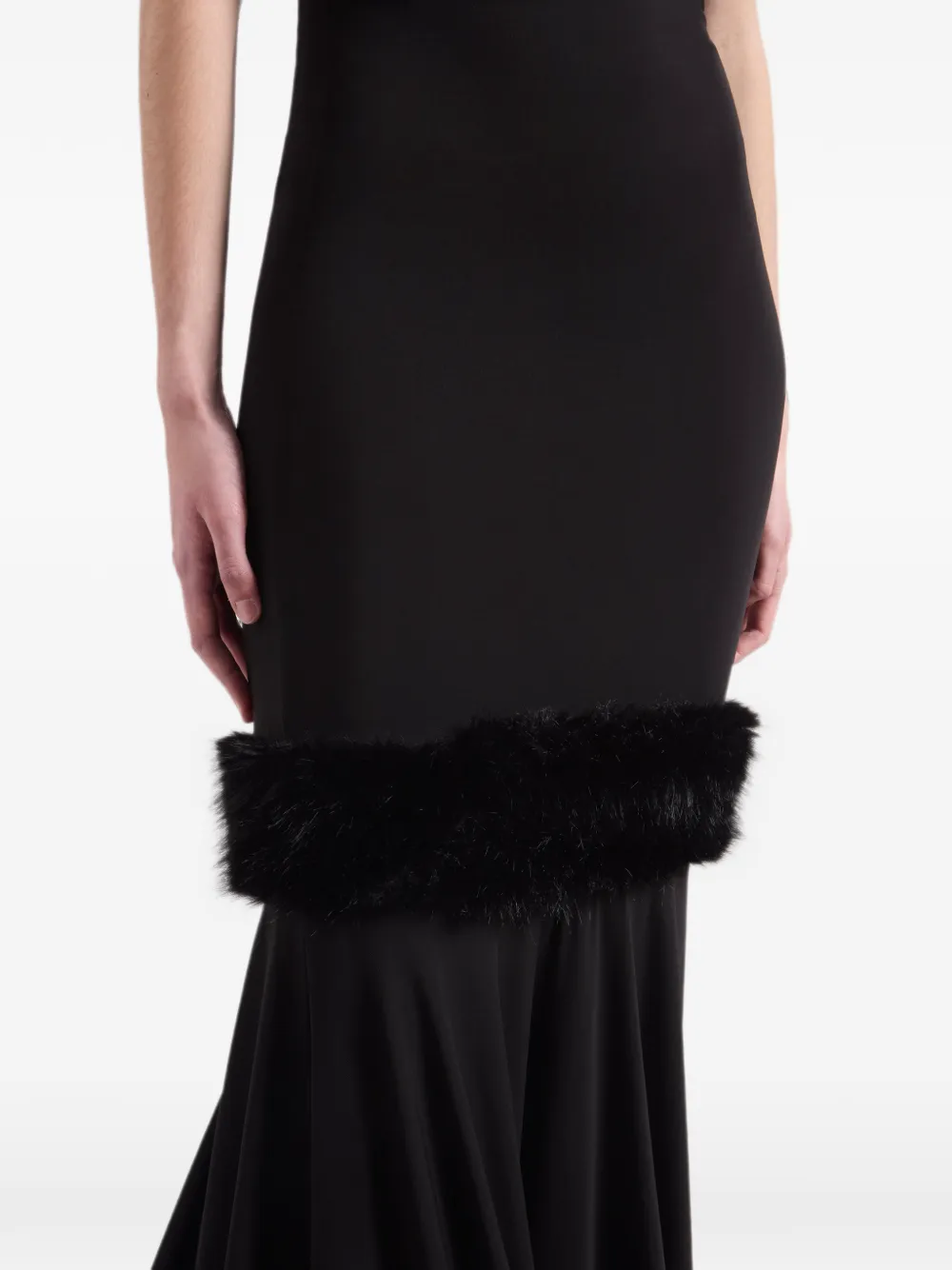 Nina Ricci Jurk met afwerking van imitatiebont Zwart