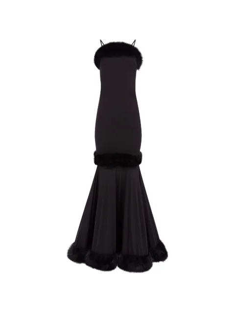 Nina Ricci faux-fur trim maxi dress