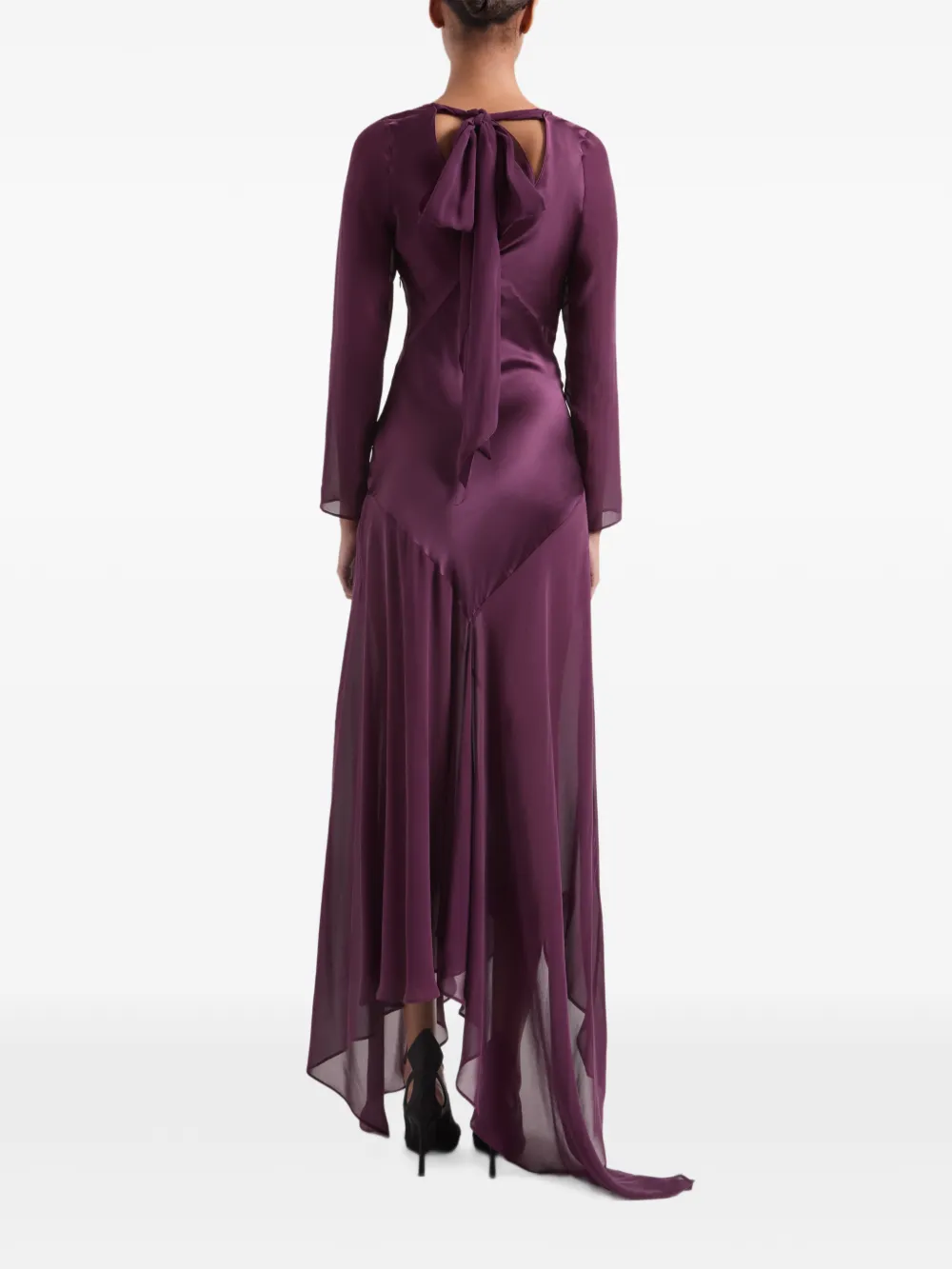 Nina Ricci Asymmetrische jurk met strik-detail en lange mouwen Paars