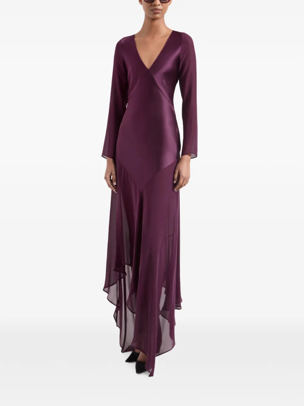 Nina Ricci Asymmetrische jurk met strik-detail en lange mouwen Paars