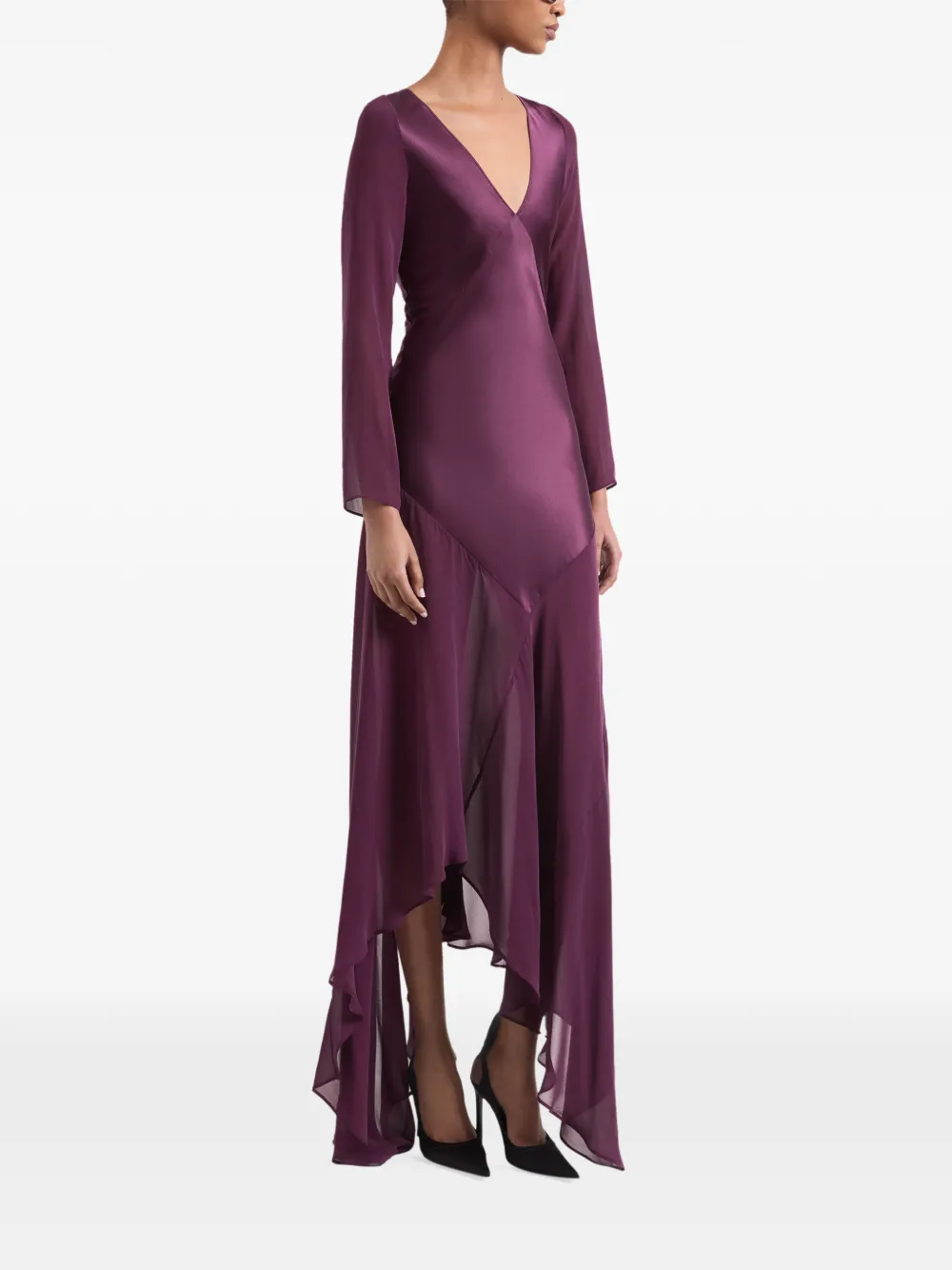 Nina Ricci Asymmetrische jurk met strik-detail en lange mouwen Paars