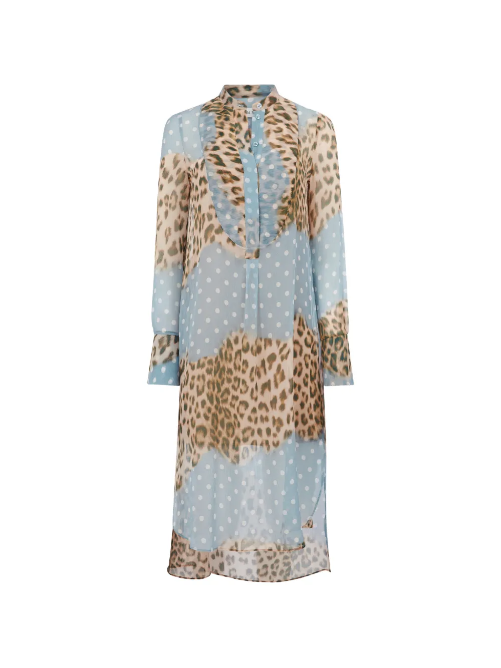 Nina Ricci leopard and polka-dot print shirt midi dress