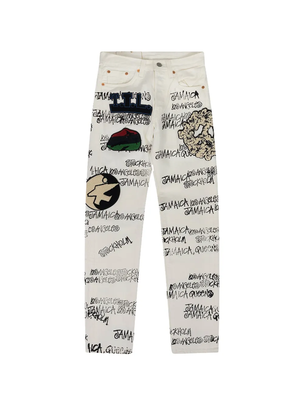 Denim Tears 501 graffiti-print jeans - Bianco