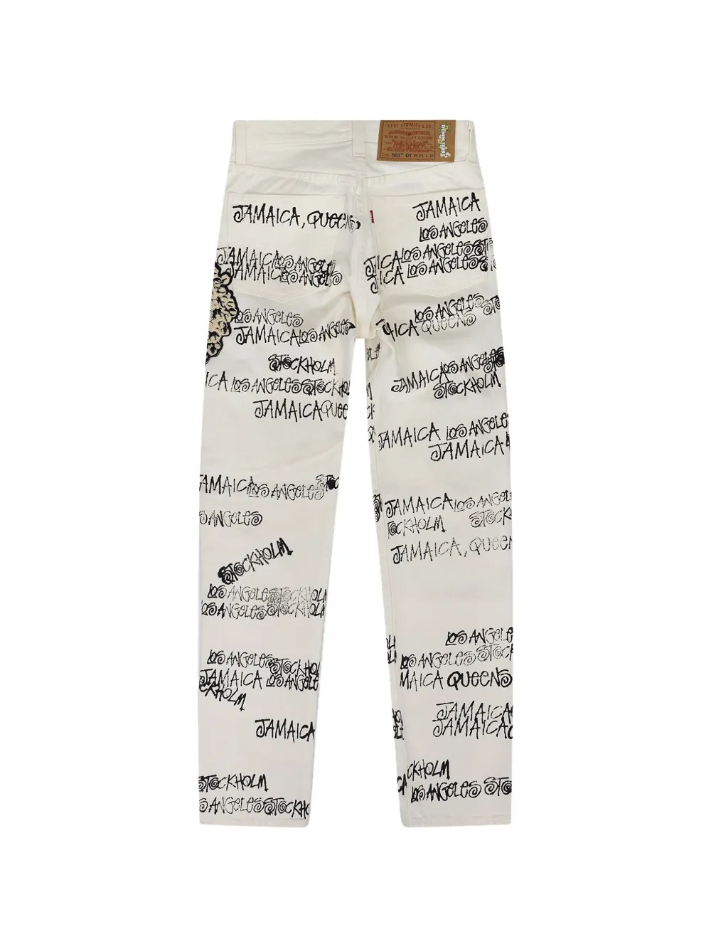 Denim Tears 501 jeans met graffiti-print Wit