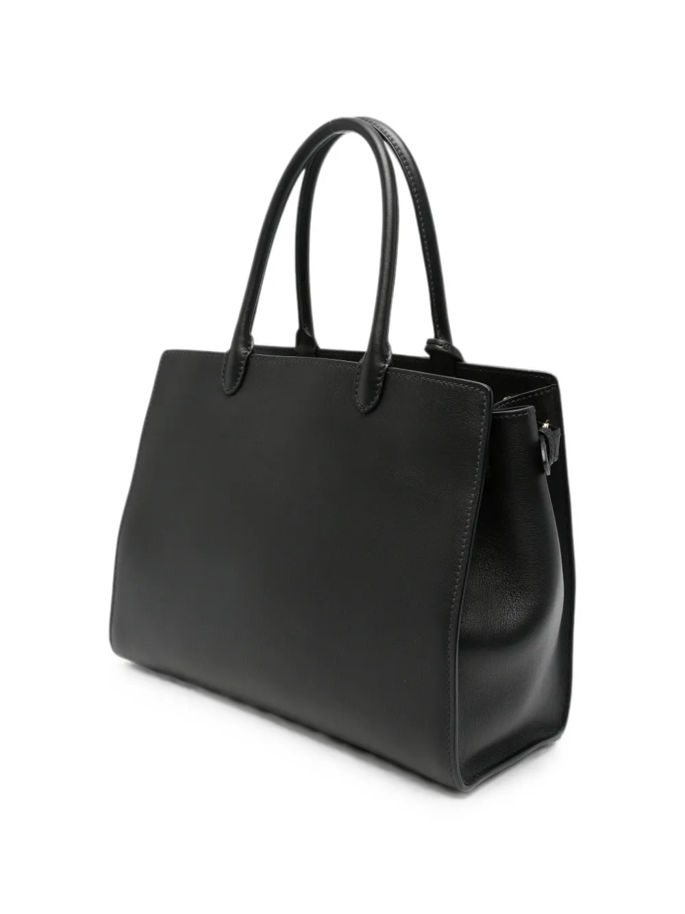 Prada Leren shopper met logoprint Zwart