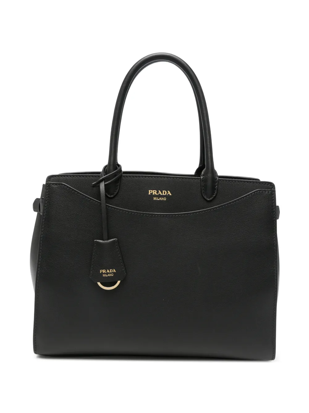 Prada logo-lettering leather tote bag - Nero