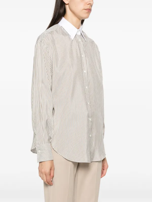 Brunello Cucinelli ストライプ シルクシャツ | ニュートラル