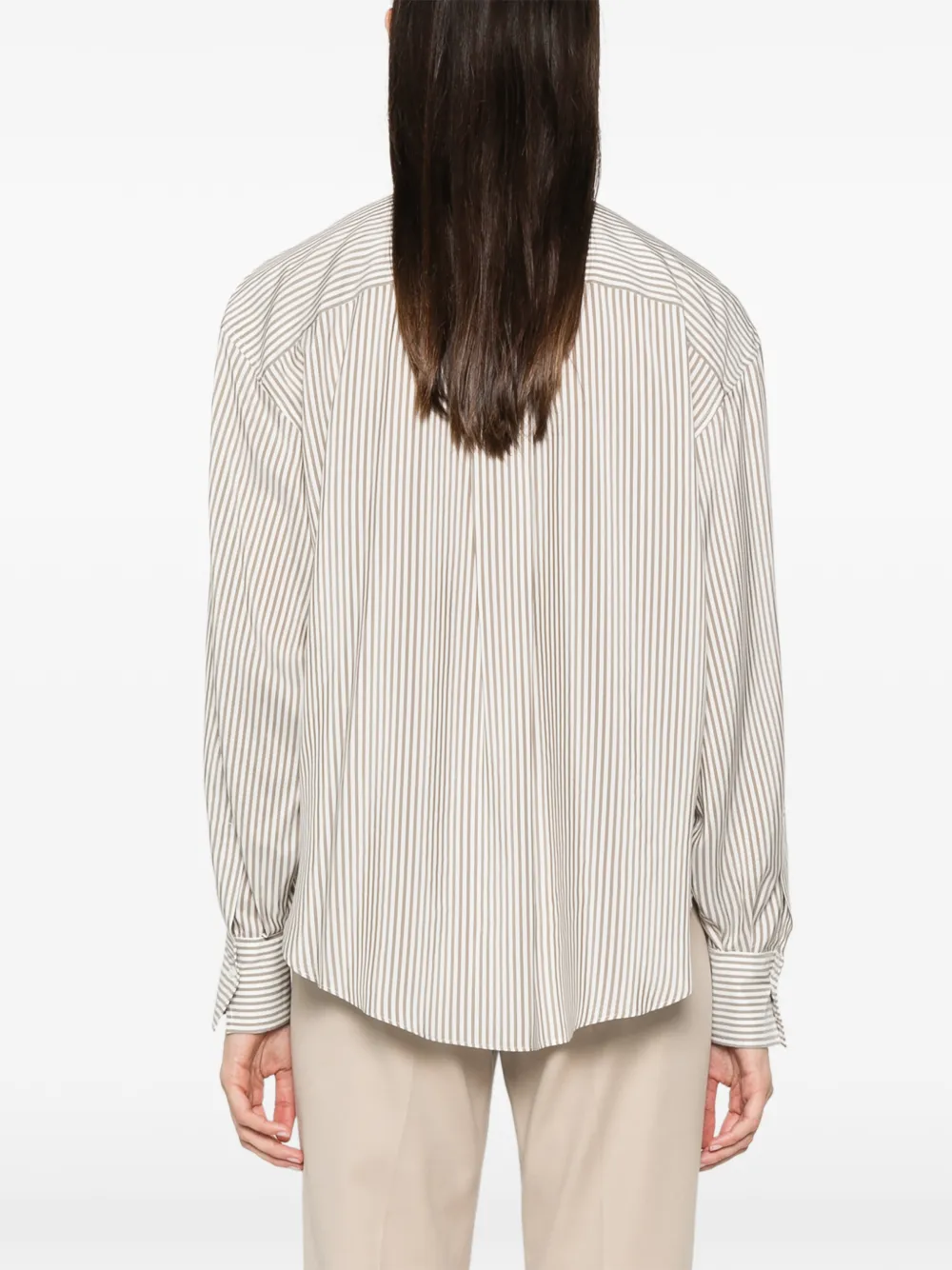 Brunello Cucinelli striped silk shirt Beige
