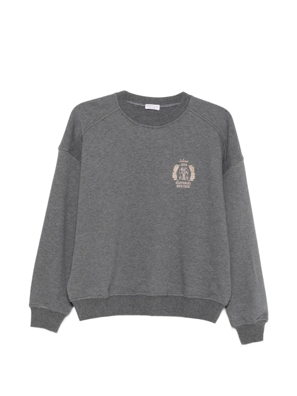 Brunello Cucinelli logo-embroidered raglan-sleeve sweater - Grau