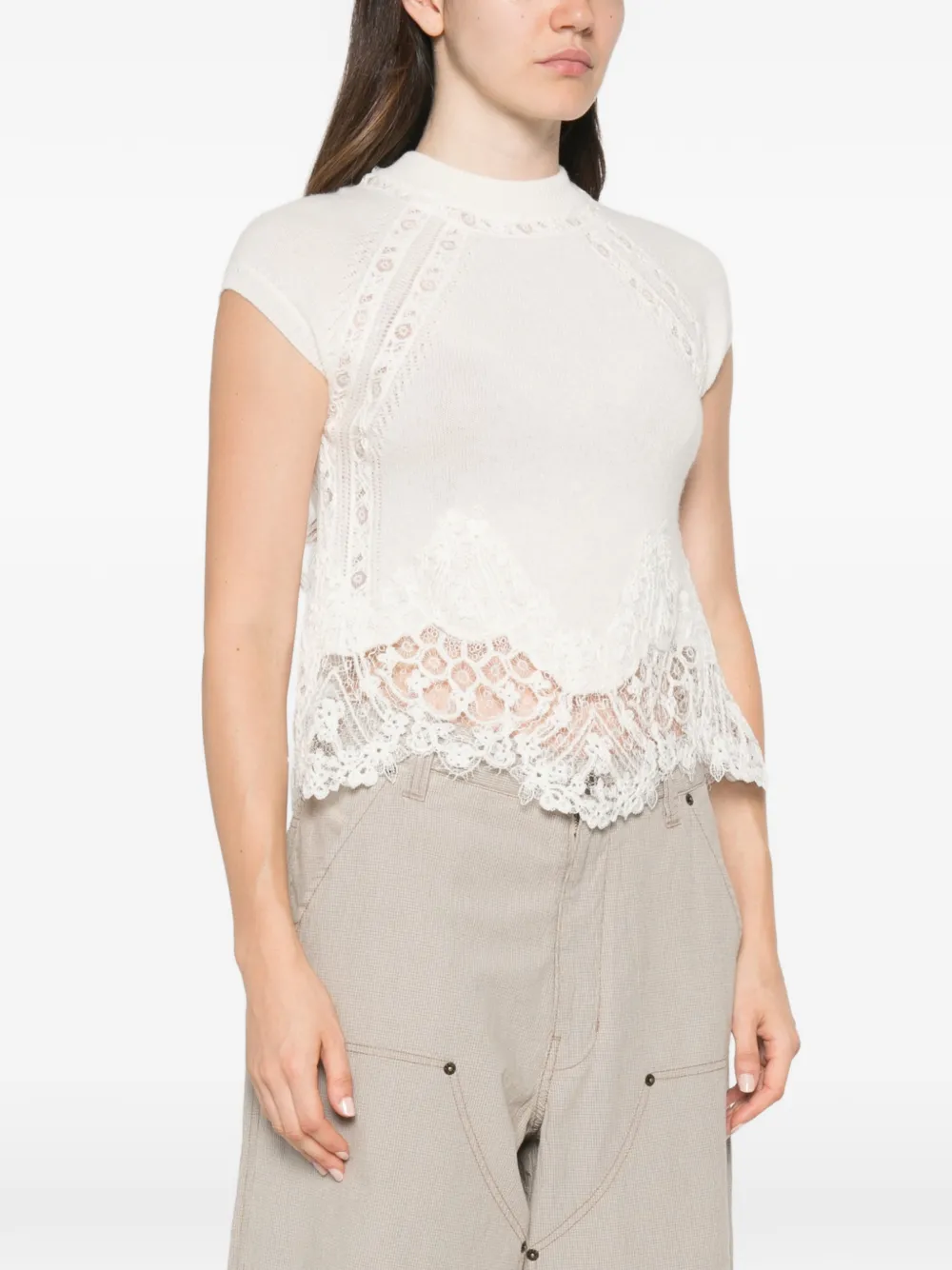 Ermanno Scervino Top met korte mouwen Beige
