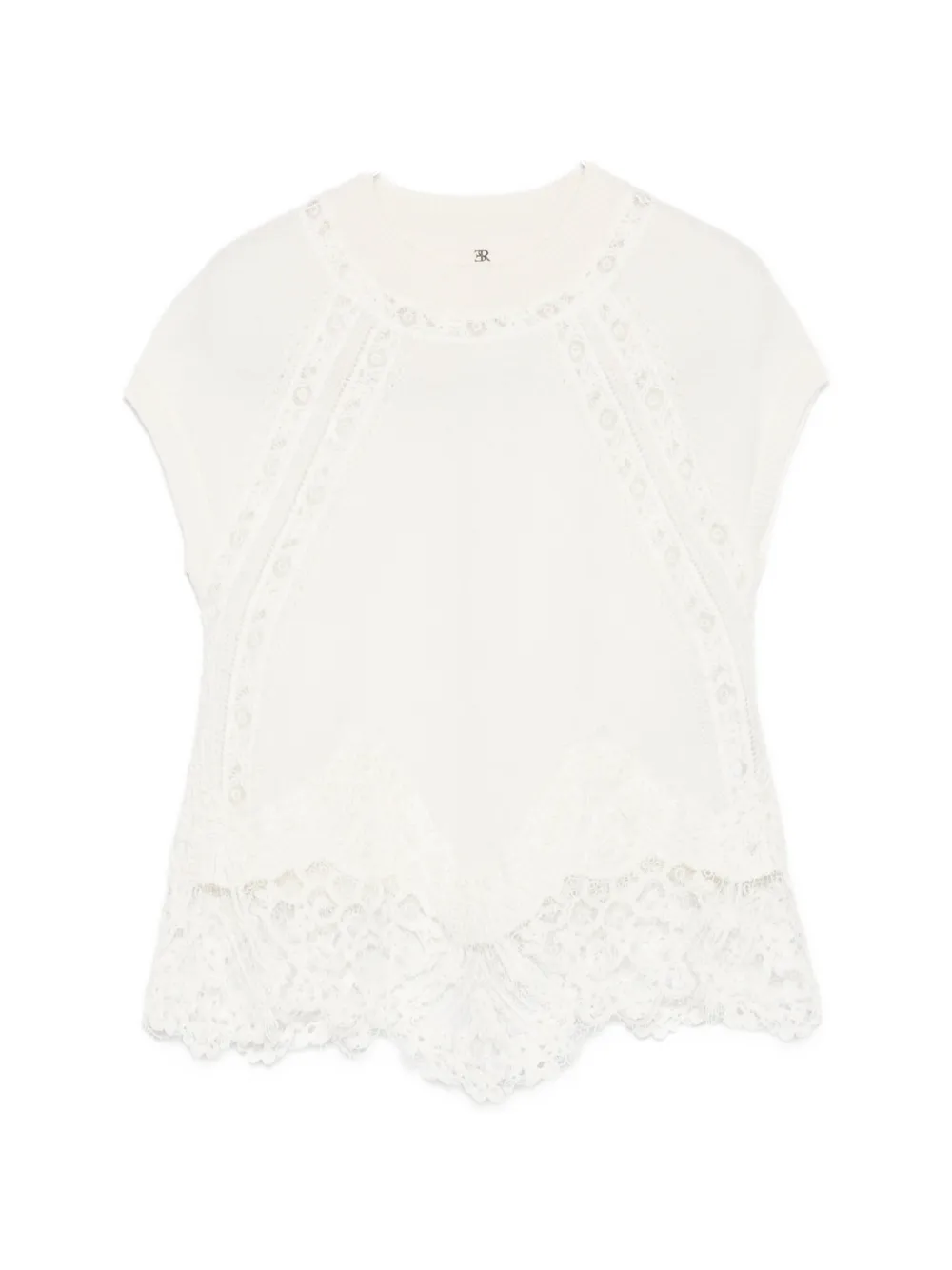 Ermanno Scervino lace-trim short-sleeve top - Neutrals