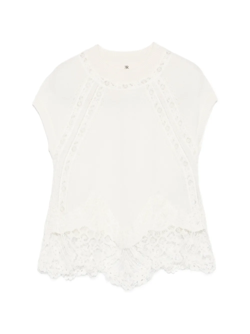 Ermanno Scervino lace-trim short-sleeve top - Nude