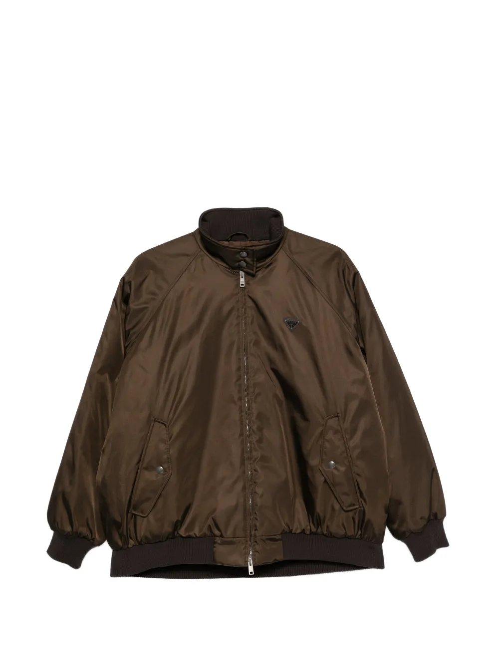 Prada logo-plaque bomber jacket - Braun