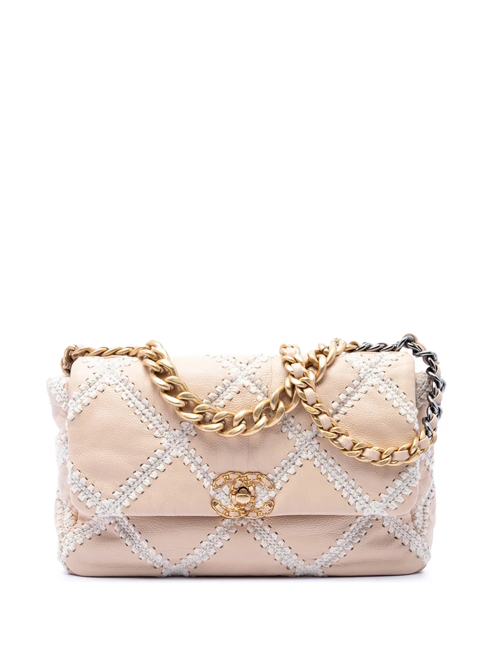 CHANEL Pre-Owned 2020 Large Crochet Calfskin 19 Flap satchel - Neutrals