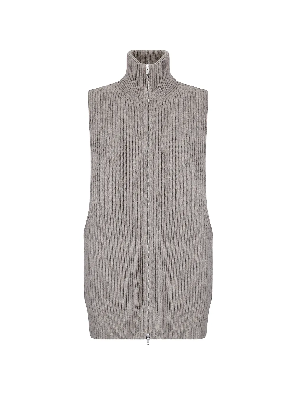 MM6 Maison Margiela ribbed-knit zip-up gilet - Grau
