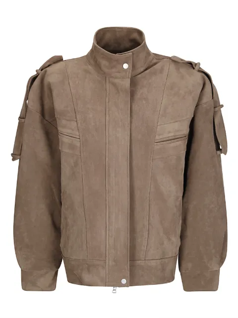 SOURCE UNKNOWN Tova faux-suede bomber jacket