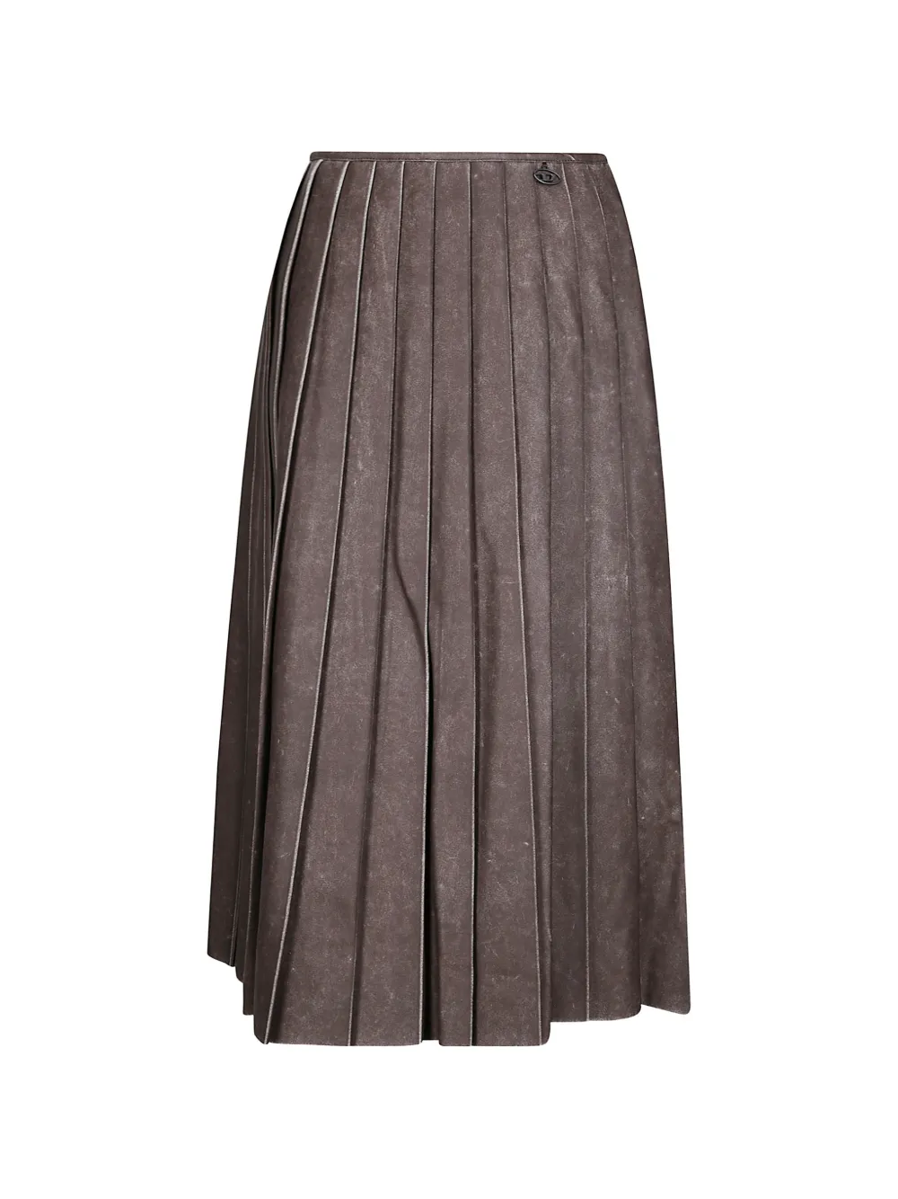 Diesel O-Saka-T1 pleated logo-plaque skirt - Marrone
