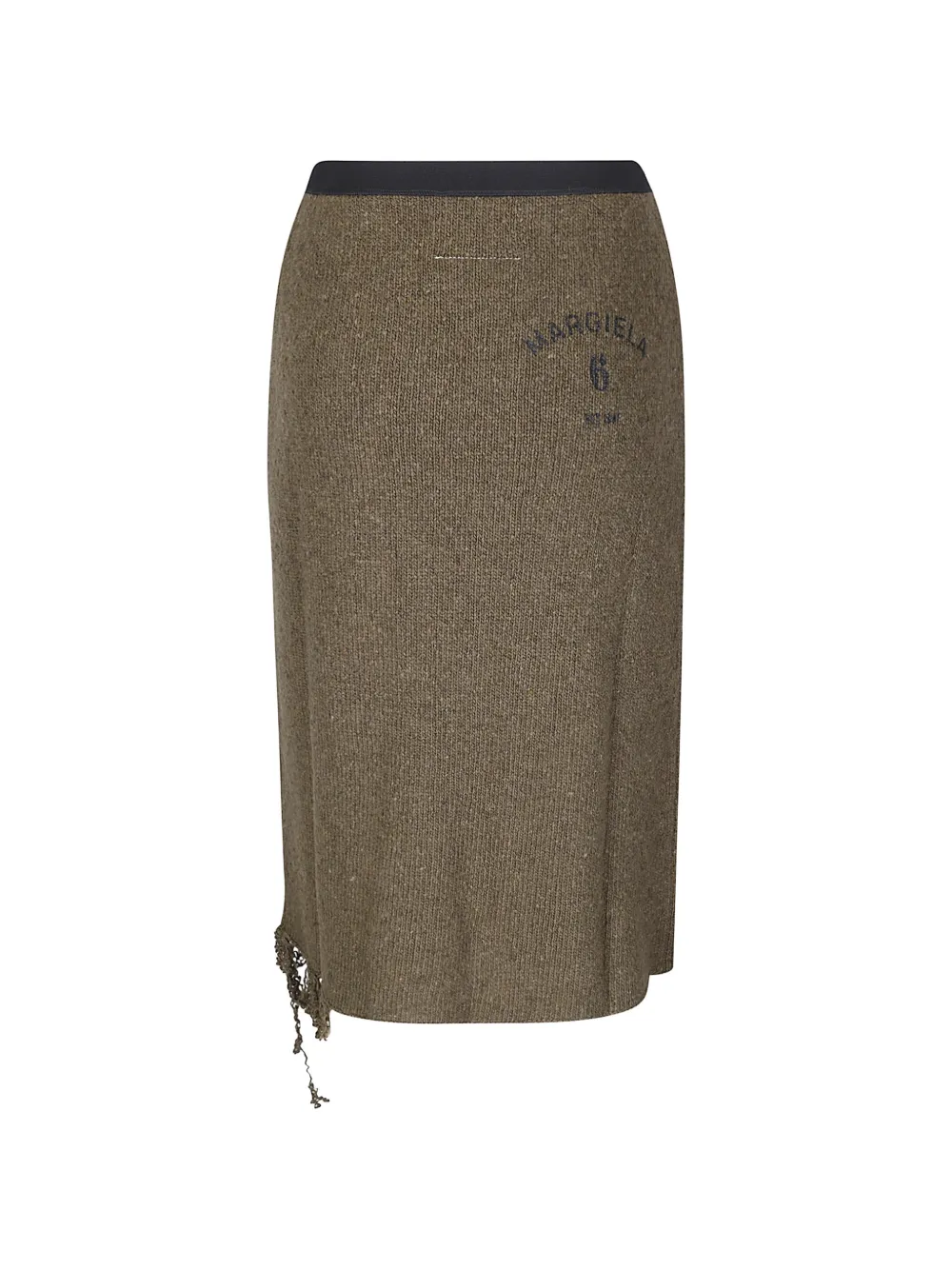 MM6 Maison Margiela logo-print distressed-hem skirt - Grün