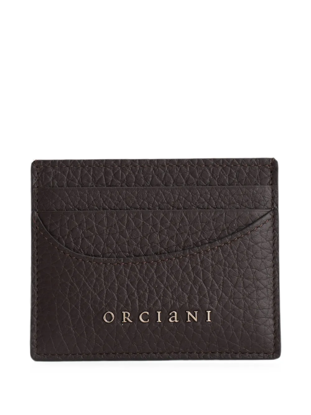Orciani logo-plaque pebbled-leather cardholder - Marrone
