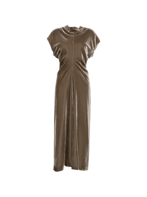 Agnona velvet ruched-waist maxi dress