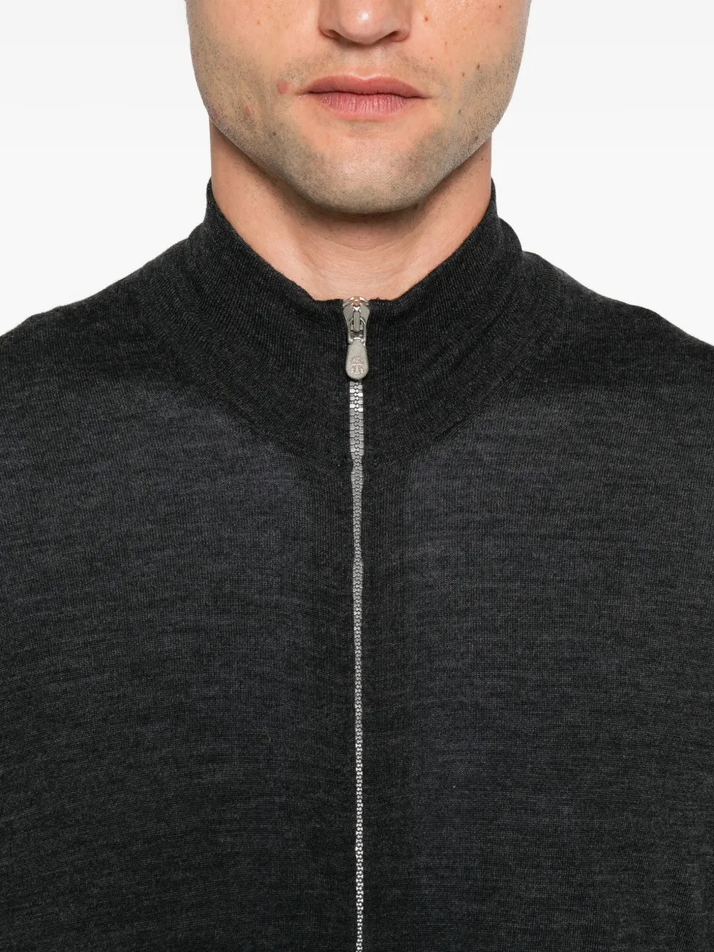 Brunello Cucinelli zip-up high-neck cardigan Grijs